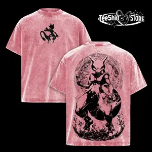 Mewtwo PKM Anime Double Printed Vintage Washed Tee Unisex Oversize Anime Manga Washed Heavyweight Cotton Hoodie, Gift For Anime Fan, Anime Lover