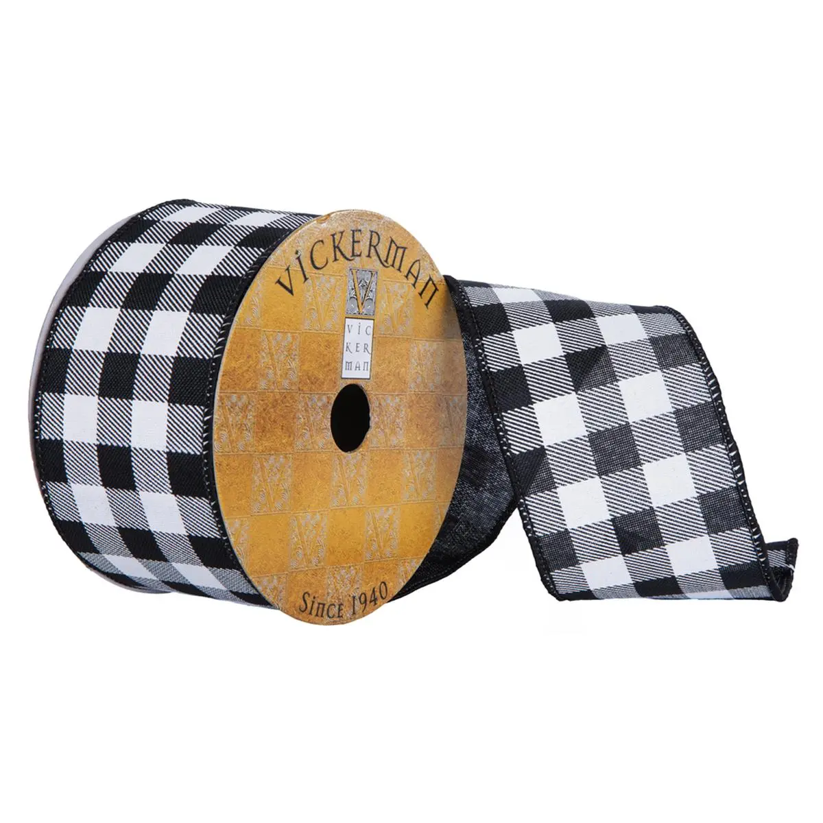 212 MAIN Wired-Edges Checkerboard Fabric Ribbon, 2.5 in. x 10 yd Single Roll Sewing Accessory for Ribbon Decoration, Fabric Ribbons