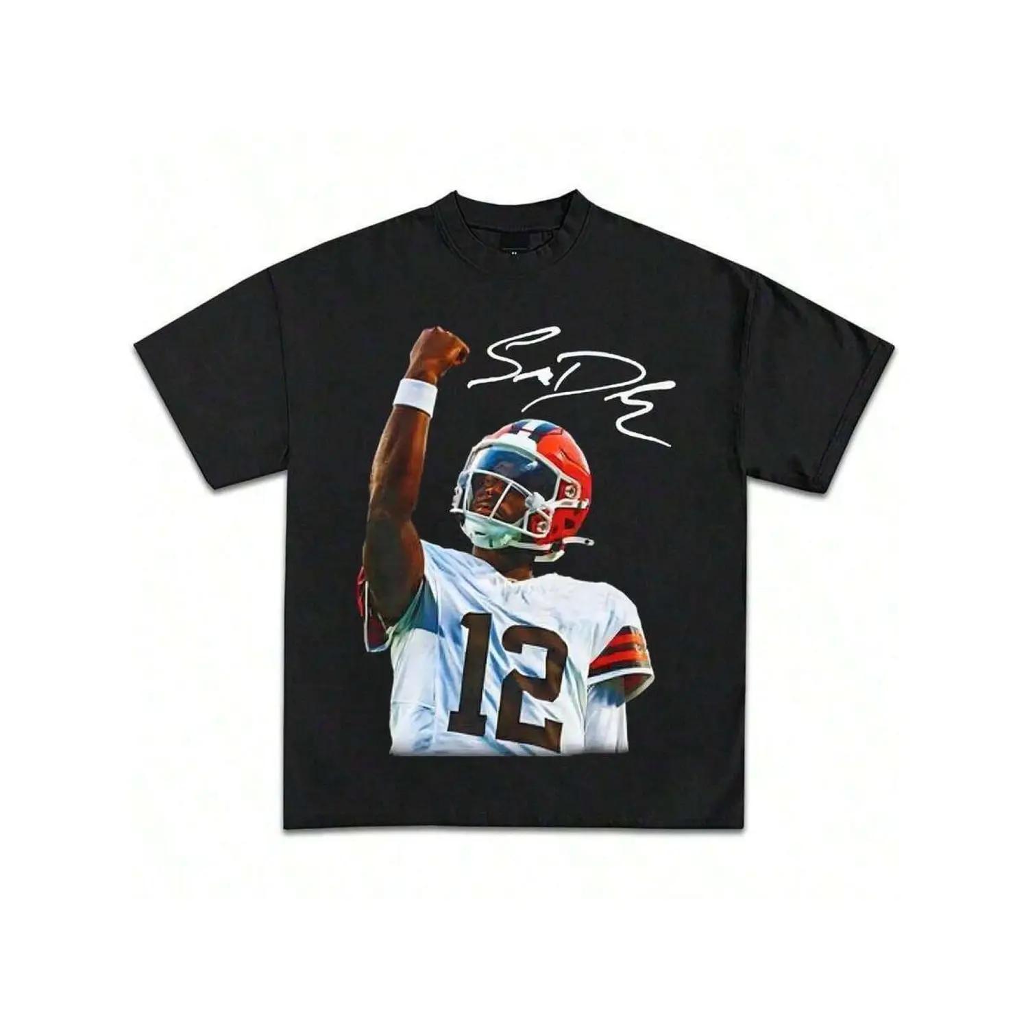Shedeur Sanders Vintage Graphic Tee | Unisex Sports Fan Apparel, Football Gift, Y2K Style Crew Neck T-Shirt, Casual Summer Wear, Slight Stretch Fabric, Regular Fit