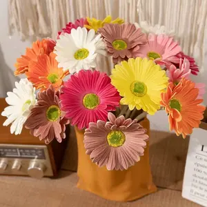 10pcs Artificial Flower Gerbera Fake Daisy Flowers, Indoor Table Home Vase Decor, Wedding Decorations, Home Fake Flowers