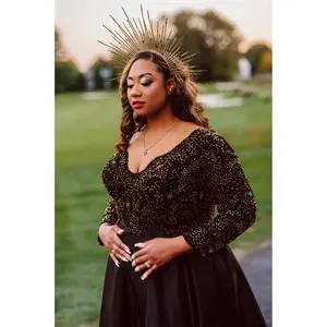Daryll Custom Black Wedding Dress with Gold Beadings, Black and Golden Wedding Dress , Custom Gothic Wedding Dress by Brides &amp; Tailor