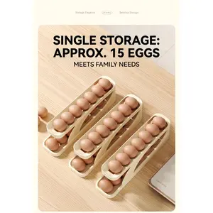 Home Kitchen Egg Storage Container Single Pack Large Capacity Refrigerator Side Door Special Double Layer Slide Automatic Egg Dispenser