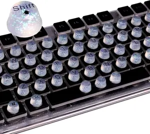 Raised Keyboard Stickers for Long Nails, Bling Keyboard Bubbles for Women with Letters, Soft Silicone Nail Art Typing Keycaps for Desktops (Clear, 64pcs)
