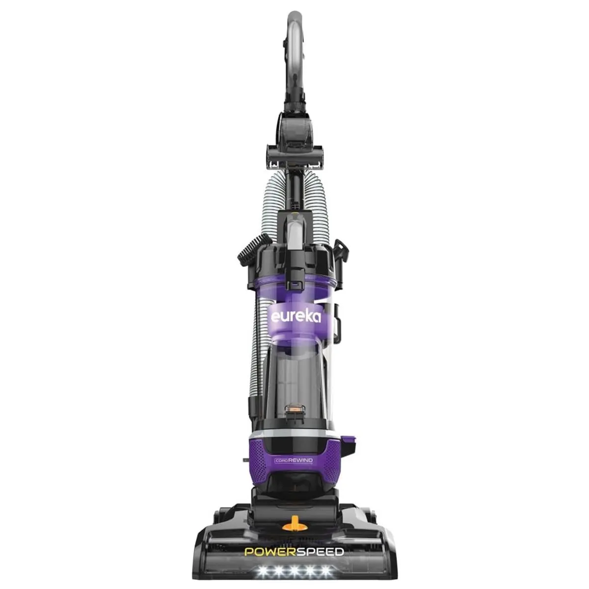 Eureka EUNEU203 PowerSpeed Automatic Cord-Rewind Turbocharged Upright Vacuum Cleaner with Lights, 25' Power Cord, Household Floor Care Appliance