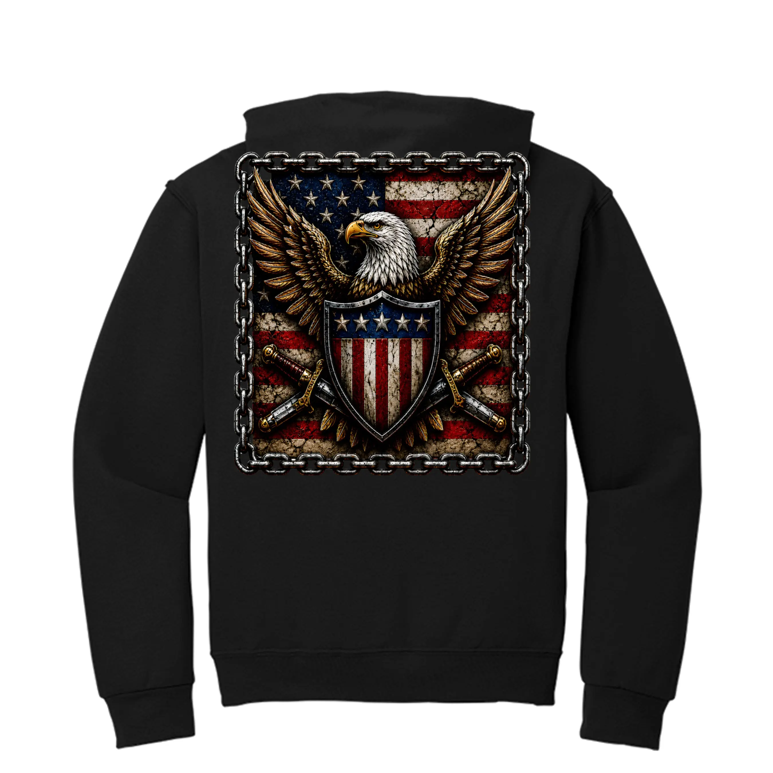 Wings of Freedom Patriotic Pull Over Hoodie – American Eagle Viking Graphic Sweatshirt