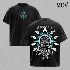 Vintage Washed Gojo Six Eyes Graphic T-Shirt | Premium Jujutsu Kaisen Oversized Anime Tee for Men & Women | Blue Eye Infinity Streetwear