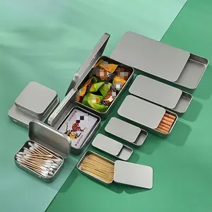 Mini Metal Storage Boxes with Sliding Lids, durable Tin Storage Boxes Suitable for Crafts, Jewelry, silver-gray Compact Design, Sewing Storage, Smooth Sliding Lids, Craft Supplies, Jewelry Storage Boxes, Organiser, Organizer Storage