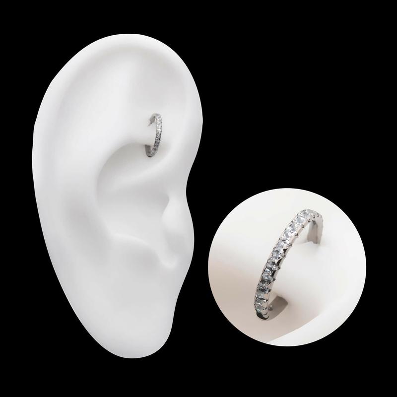 Titanium with Square 1mm Full Clear CZ Side Facing Hinged Segment Clicker