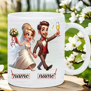 2026  A Customized Wedding Mug Featuring The Names of The Bride And Groom, Perfect for Wedding Commemorations, Anniversaries, Or Party Favors.Available in Seven Colors, This Reusable Ceramic Cup Is Suitable for Coffee, Tea