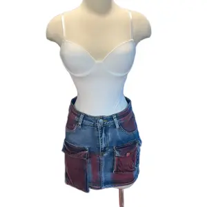 Pink Patch Denim Skirt