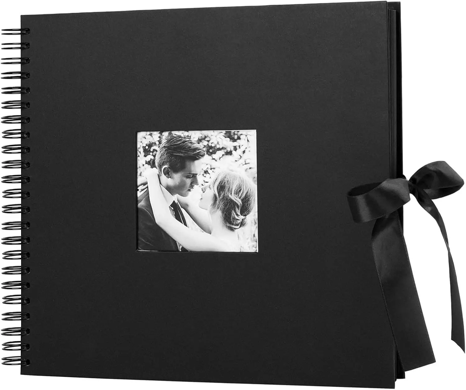 12-Inch Spiral-Bound Durable Hardcover DIY Scrapbook Album, 80 Pages, 360-Degree Rotatable, Elegant Appearance, Exquisite Workmanship, Ideal for Wedding Anniversary, Birthday (Black)