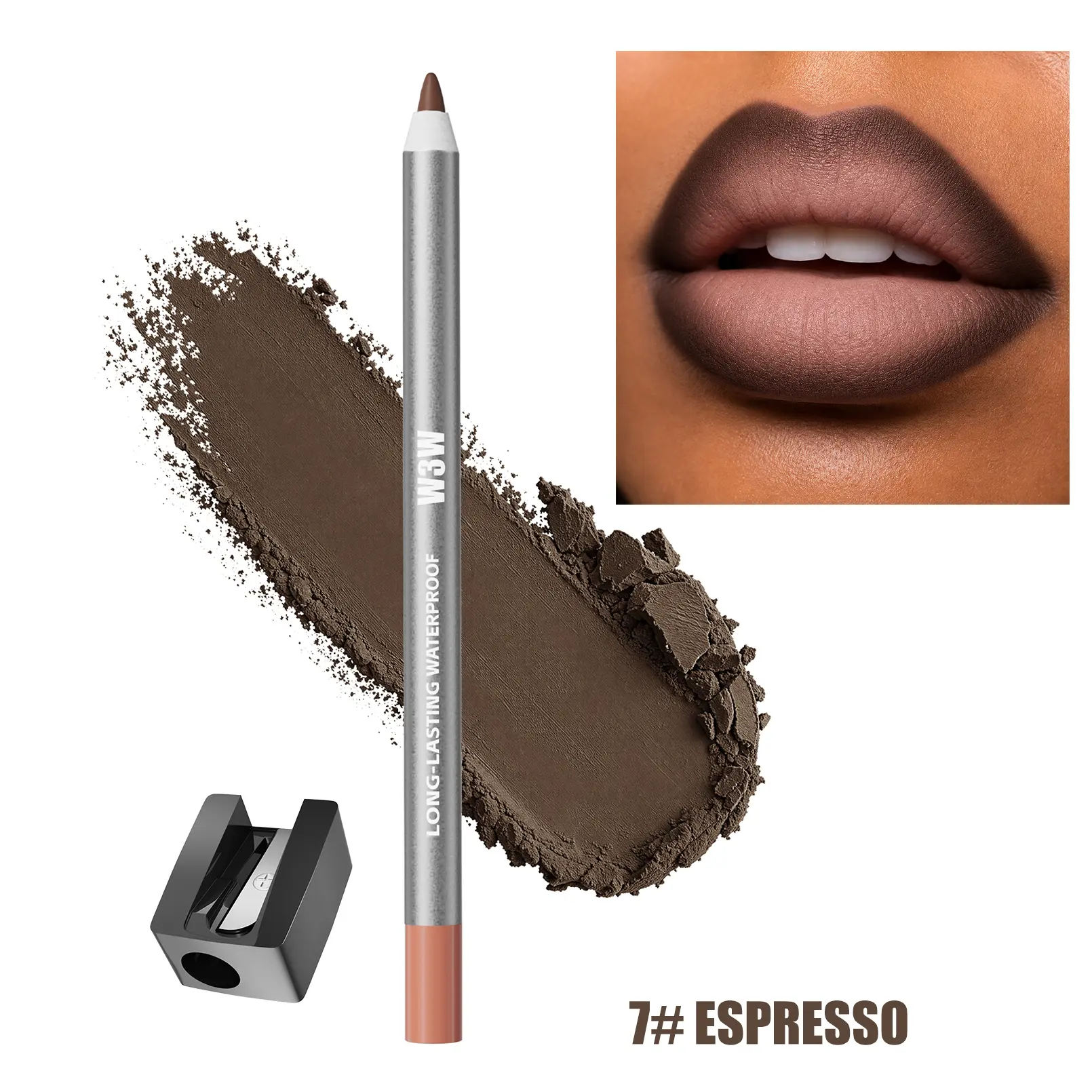 Matte Nude Lip Liner Pencil, Waterproof Smudge-Resistant Lip Contour Pencil with Smooth Glide for Outlining, Shaping and Filling Lips, 8 Shades