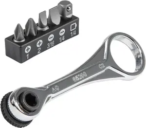 5-Piece Mini Ratchet Set with Phillips, Slotted, and  Other Socket Sizes, For Tight Spaces