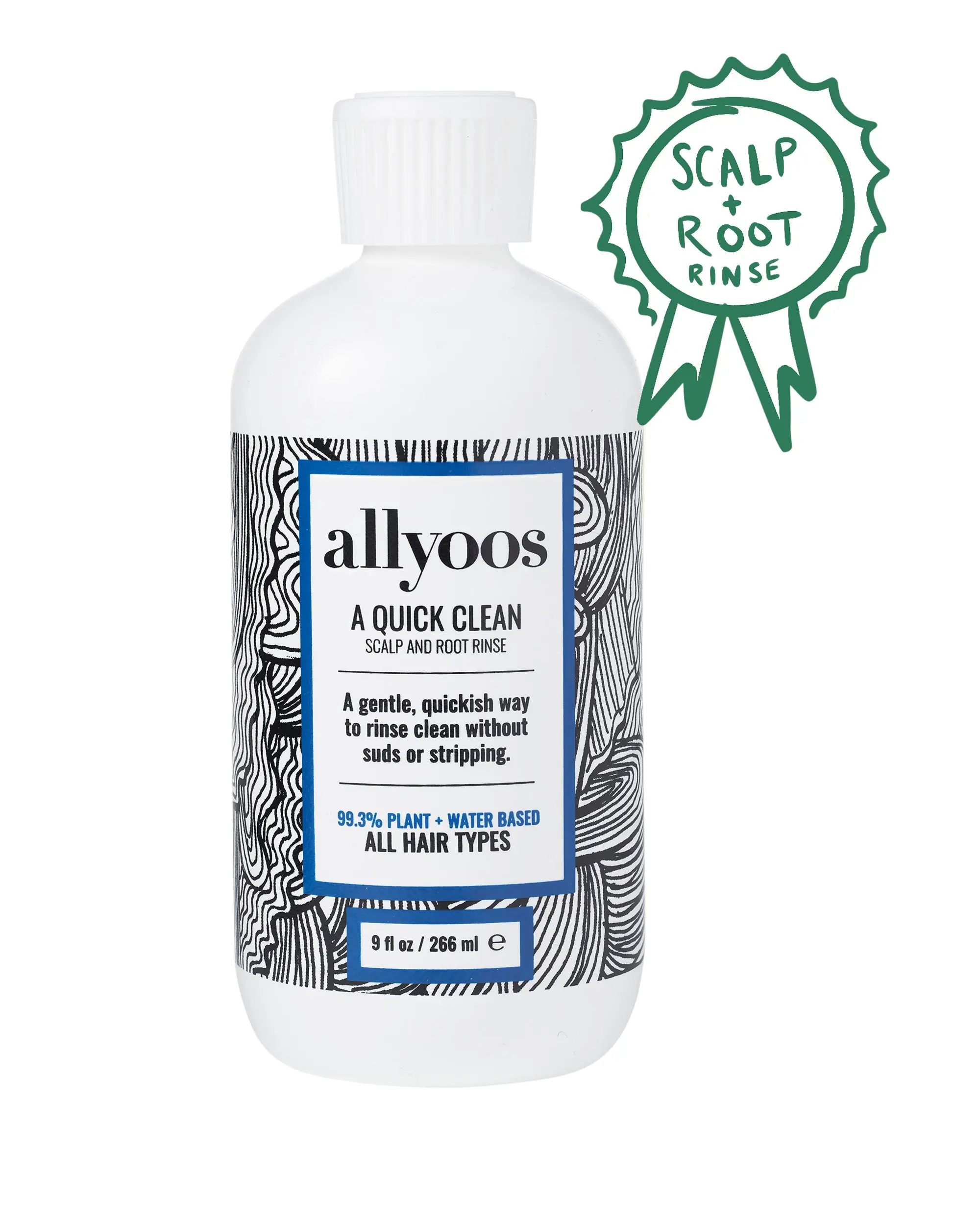Allyoos A Quick Clean Scalp & Root Rinse, Dry Shampoo Alternative for Gentle Cleansing In-Between Shampoo Days