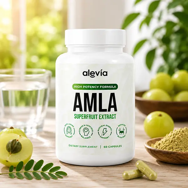 Alevia Organic Amla Capsules 1000mg, Organic Indian Gooseberry Supplement, Organic Amla Powder for Antioxidant, Energy & Digestive Support, Ayurvedic Formula, 60 Capsules