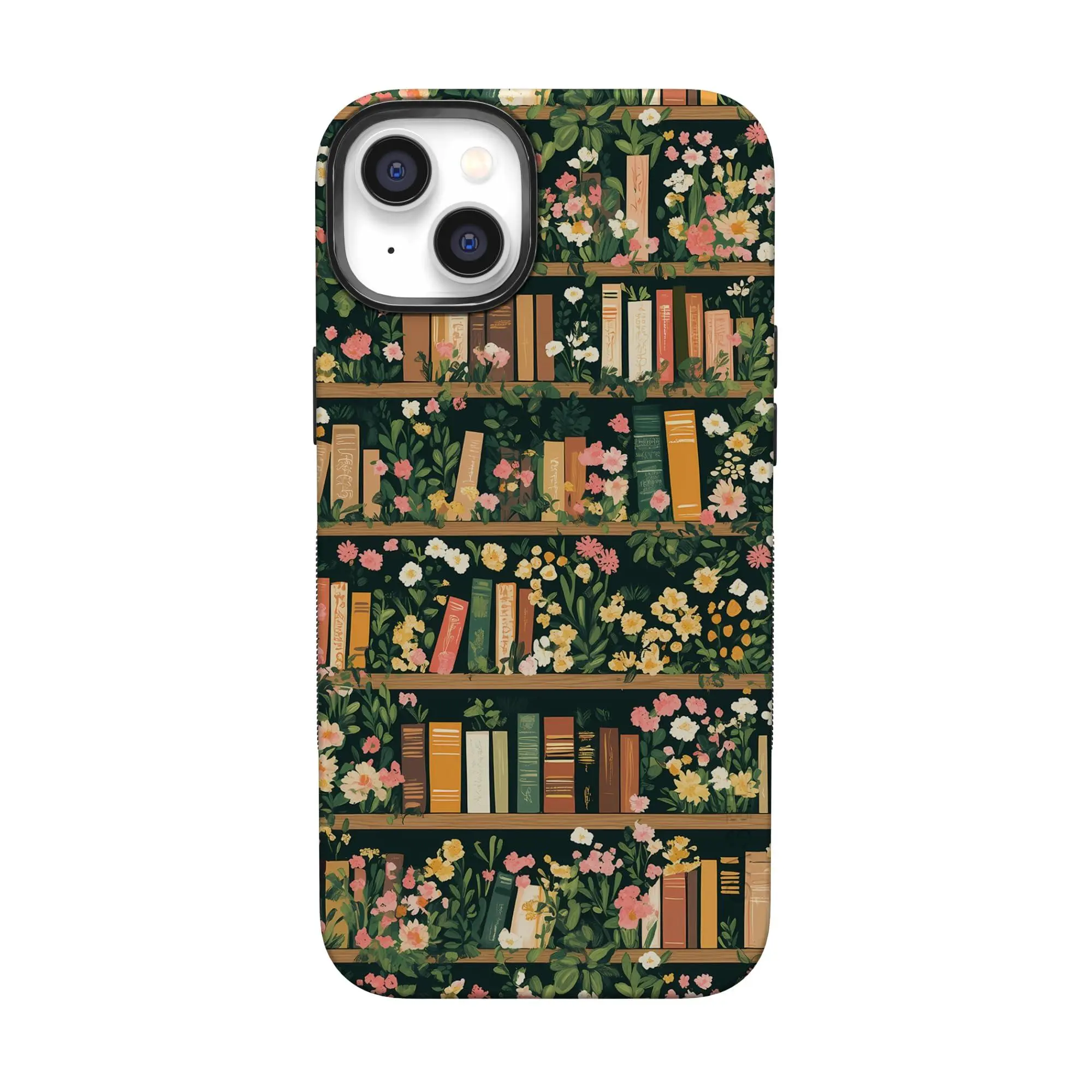 Casely iPhone 14 Case | Book Nook | Floral Library | Bold Protective Design | Compatible with MagSafe