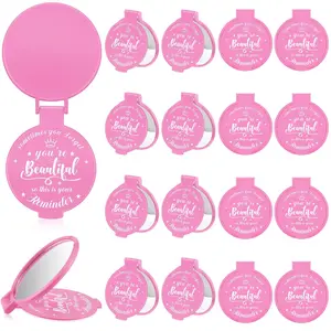 18 Pcs 2.76 Inch Pink Inspirational Compact Mini Pocket Purse Mirror Bulk Small Gifts for Graduation Party Favors for Adult Coworker Cheerleader Employee