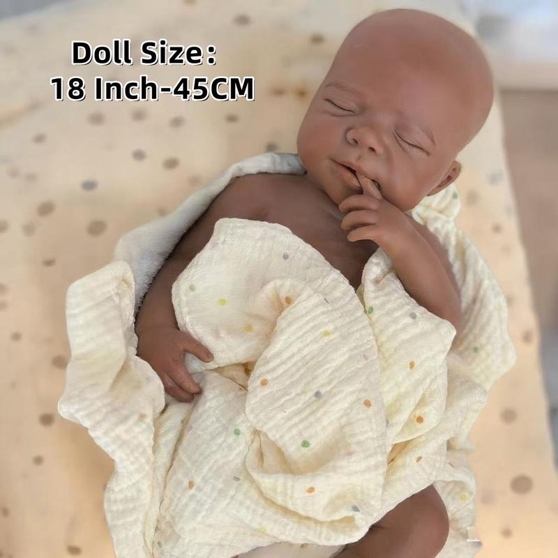 17 Inch Dark Skin Pascale&Vivienne Full Silicone Reborn Girl Doll Can Open Mouth Lifelike Artificial Painted Skin Handmade Flexible Waterproof Silicone Doll For Children