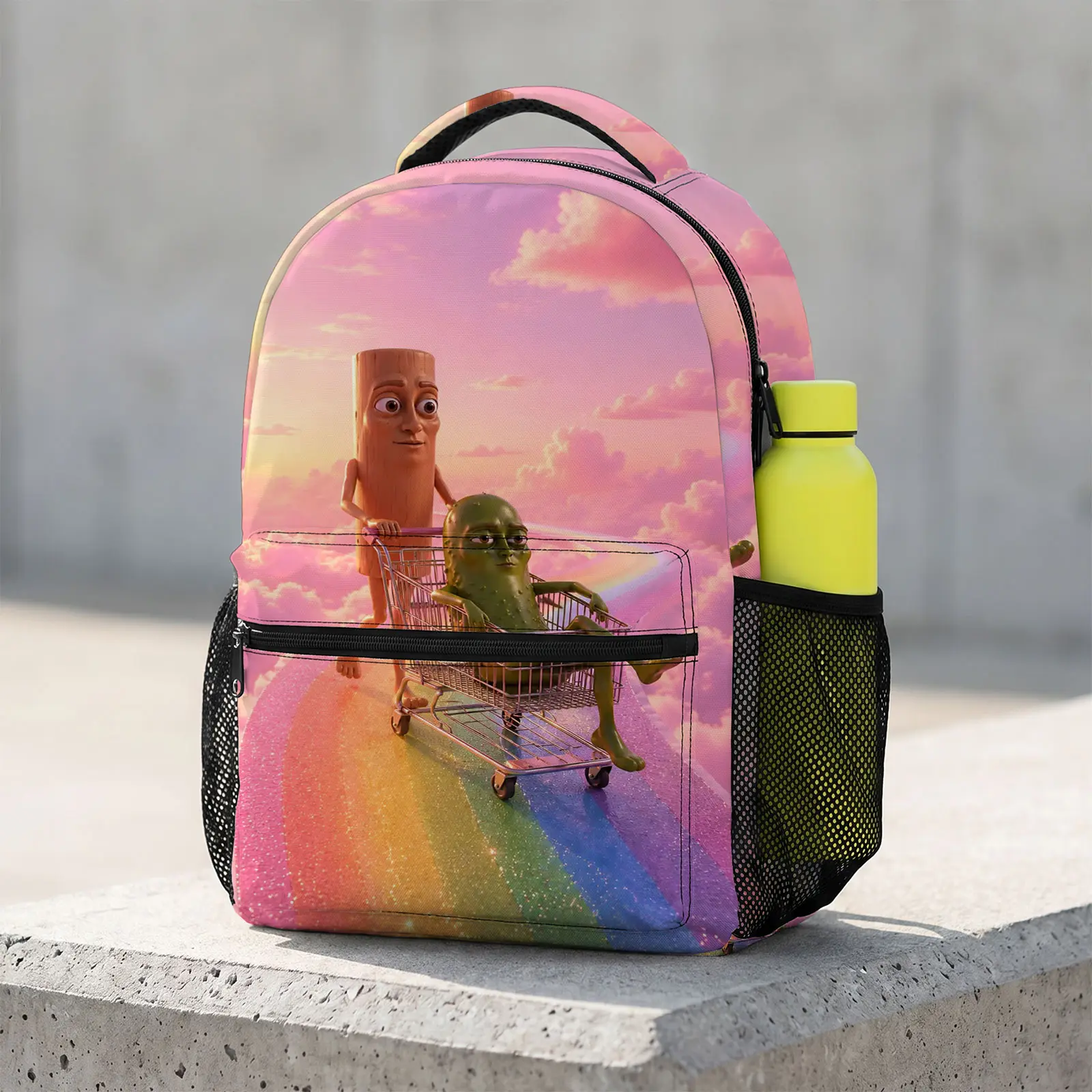 Tung-Tung-Tung-Sahur Large Capacity Cute Cartoon Animal Travel Bag | Heavy Duty School Backpack with Chest Buckle | Kawaii Printed Bookbag for Boys and Girls