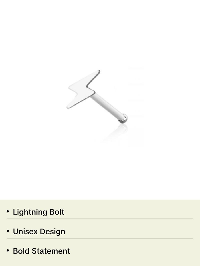 Lightning Bolt Nose Bone Stud - 316L Stainless Steel