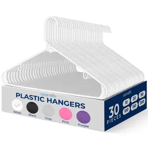 30 Pack Non-Slip Plastic Hangers | Ultra Thin Space Saving Closet Organizer - Heavy Duty Clothes Hangers with Metal Hook for Shirts, Dresses, Sweaters, Hoodies & More - Household Essentials
