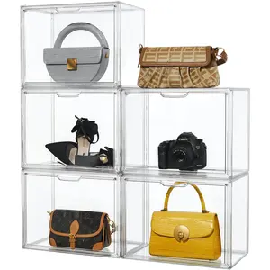 Purse Organizer for Closet, 5 Pack X-Large Handbags Storage Organizer,Stackable Storage Bins for Collectibles,  ,Heels