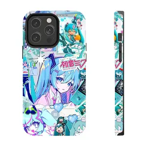 Hatsune Miku Vocaloid Anime Collage Pop Music Tough Cellphone Casing, Kawaii Japanese Otaku Aesthetic Heavy-Duty Shockproof Protection Accessory for iPhone 17 Pro Max,16,15,14,13,12,11,Fan Gift