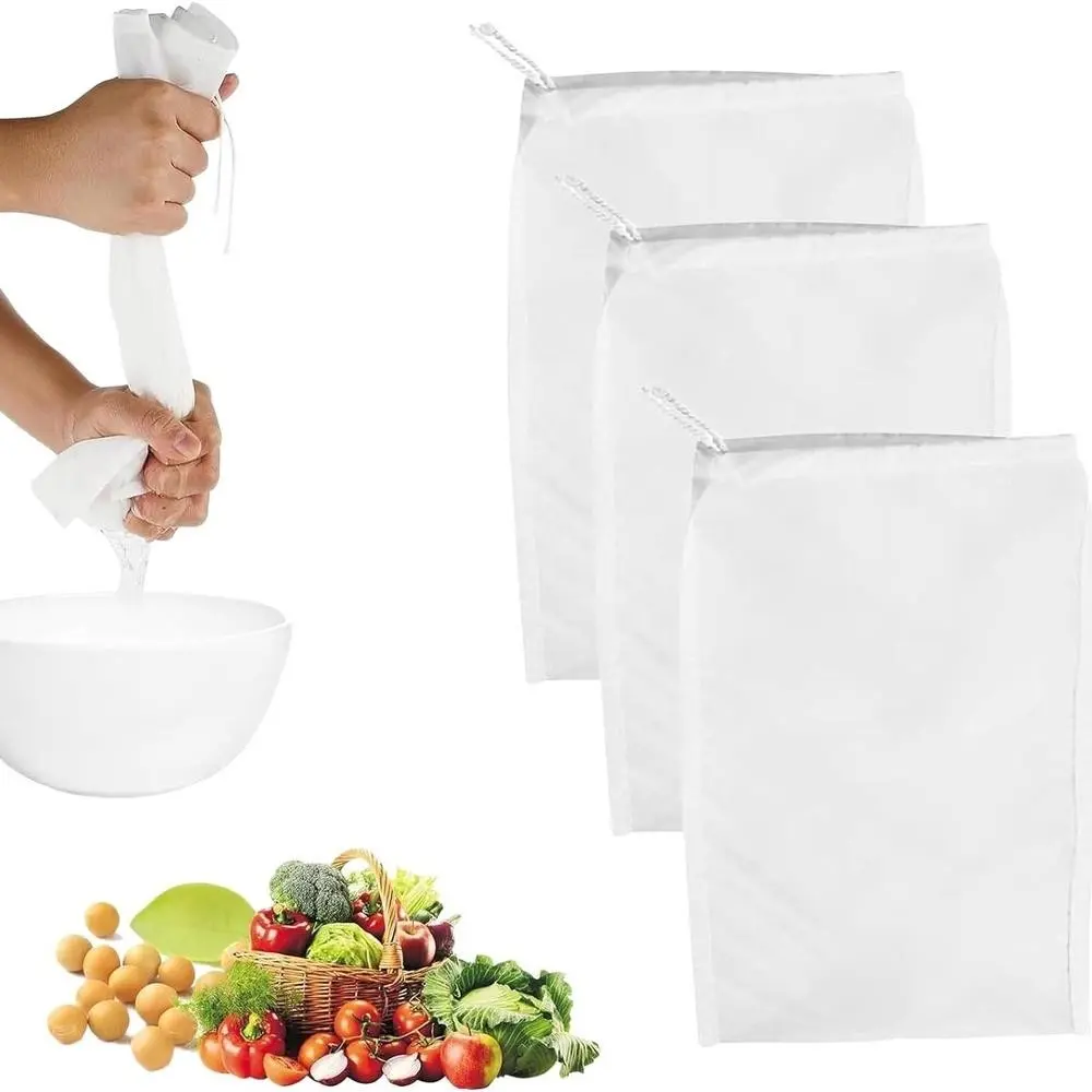 Reusable Cheese Cloth Set, 3 Pieces for Making Cheese & Nut Milk Bags, 200 Mesh Filter for Brewing, Soybean Milk, Coffee, Juice, Kitchen Strainer Utensils, Kitchen Gadgets, Kitchenware