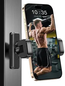 Magnetic Phone Holder for Gym, Aluminum Alloy Base and Joint 360 Adjustable, Compatible with 4.7-6.9" All Phones & Heavy Case