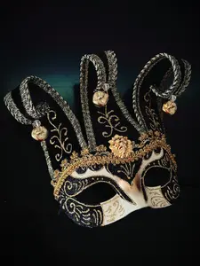Jester Mask -  Black Gold
