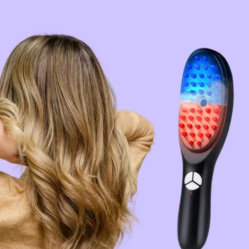 Vital5 Red & Blue Light  Therapy  for Scalp &  Growth with Dropper for Serum - Plastic Massage & Steaming  for Conditioning Treatment Irish curl  Detangling  loc Handy Hairbrush Defining Hair Brush