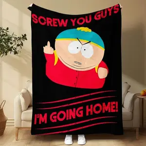 Soft Funny Throw Blanket South Park Cartoon Pattern Blanket, Slogan Print Blanket, Funny Soft Throw Blanket, Air-conditioned Room Blanket, Warm Nap Blanket for Home & Office