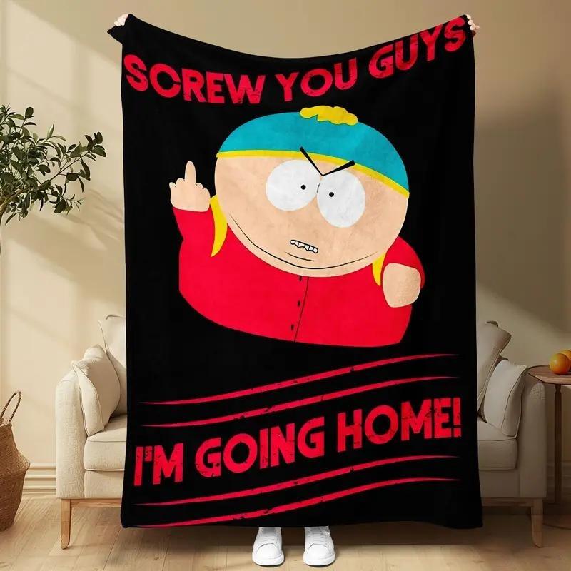 Soft Funny Throw Blanket South Park Cartoon Pattern Blanket, Slogan Print Blanket, Funny Soft Throw Blanket, Air-conditioned Room Blanket, Warm Nap Blanket for Home & Office