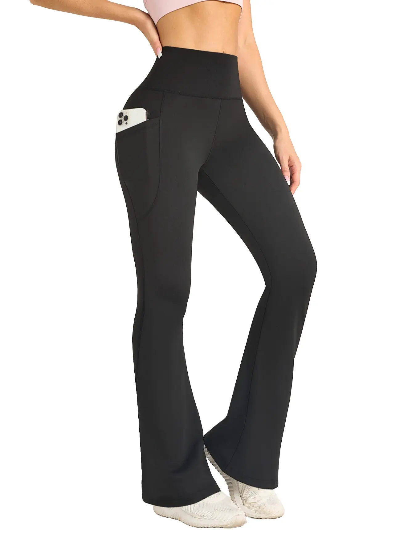 Women's High Waist Wide Leg Pants, Deep Pocket Casual Sporty Long Pants, Slim-Fitting Fashion Bell Bottoms for Exercise, Flared Yoga Bottoms, Yoga Workout Trousers, Yoga Wear, Fitness Training Pant