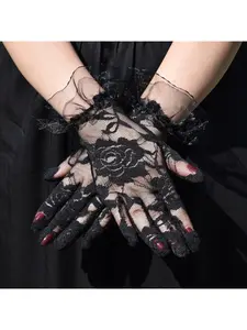 Cross-border New Wedding Gloves 1 Pair Women's Retro Lace Hand Rose Gloves