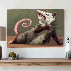 Opossum Funny Poster Canvas Wall Art, Animals Decor, Quirky Wall Decor, Opossum Humor Artwork for Animal Lovers, Funny Gift Idea for Home