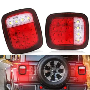 2pcs 16 LED Tail Lights Smoked Shell Tail Light Rear Brake Reverse Light Turn Signals for Jeep Wrangler YJ TJ CJ