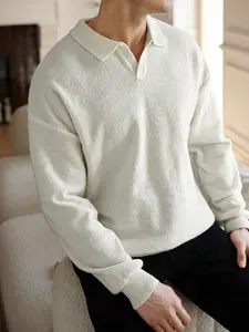 Men's Solid Color Casual Knit Sweater - Minimalist Fashion for Everyday Wear, Soft Knit Material, Ideal for Casual Wear - Knitwear, Menswear