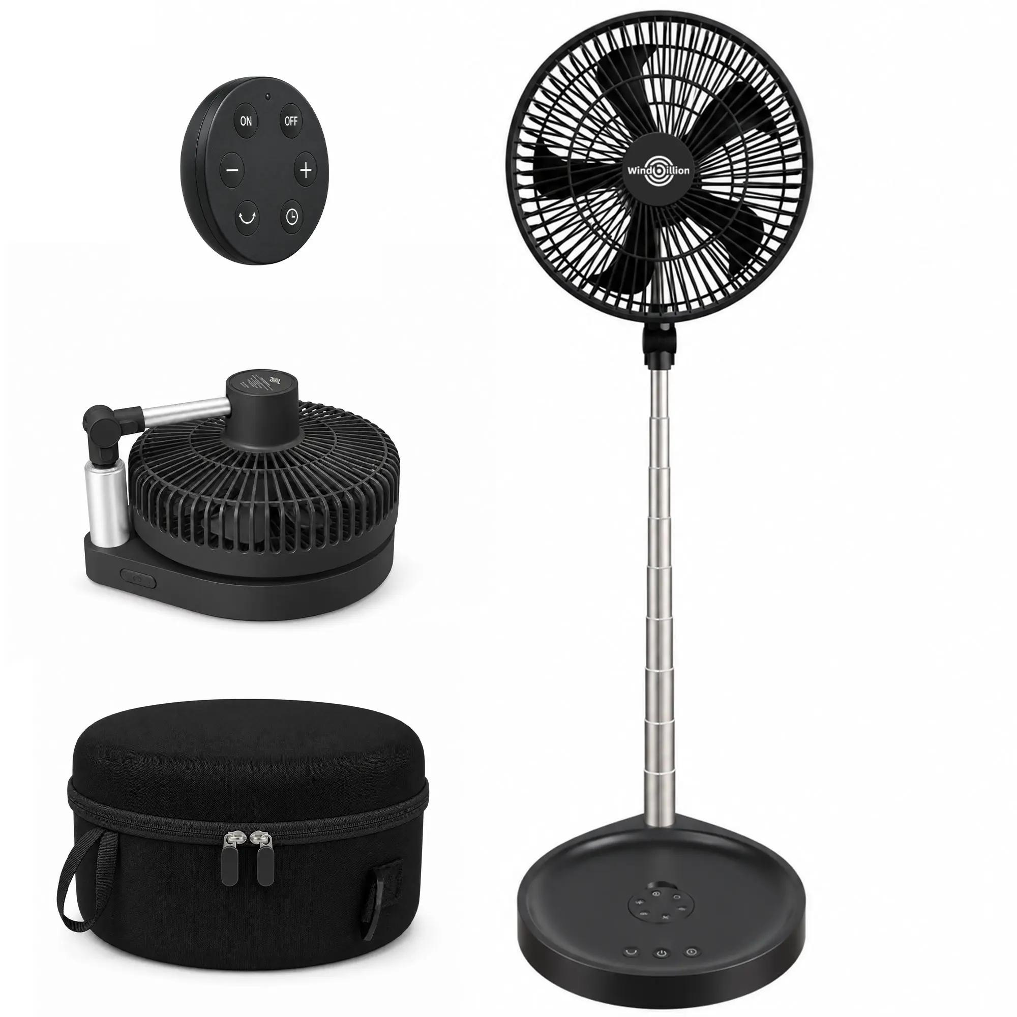 WindBillion H6 Cordless Portable Fan - 16000mAh Rechargeable Collapsible Oscillating Fan with Remote, Adjustable Height, Airflow for Bedroom, Camping, Stay Cool