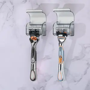 Self-Adhesive Waterproof Shower Razor Holder with Cover, Easy Installation No Drilling, Rustproof Bathroom Storage Box, Bathroom Accessories, Modern Design