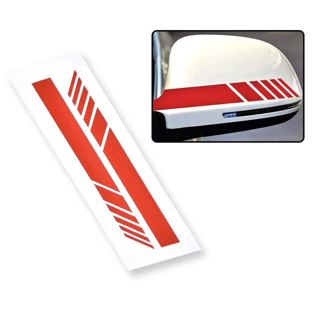 CROSSDESIGN Red 5D Rearview Mirror Adhesive Vinyl Stripe, Reflective Waterproof Exterior Car Sticker, Automotive Accessory with Decals for Vehicles