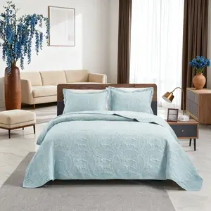 King Queen Quilt Bedding Set,Soft Bed Summer Lightweight Bedspread Comforter - Modern Style Coin Pattern Coverlet for All Season - 3 Pieces (1 Quilt, 2 Pillow Shams).