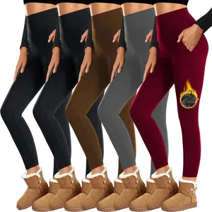 High Waisted Fleece Lined Leggings for Women with Pockets – Warm Winter Yoga Pants, Workout, Everyday Wear S-M/L-XL
