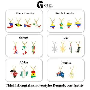 GGRIL 18K Gold Plated World Map Necklace With Gift Box | 200+ Countries National Flag Pendant Durable Titanium Steel Personalized Jewelry for Men Women Ideal Gift for Travel Lovers City Walk Enthusiasts Graduates Anniversary