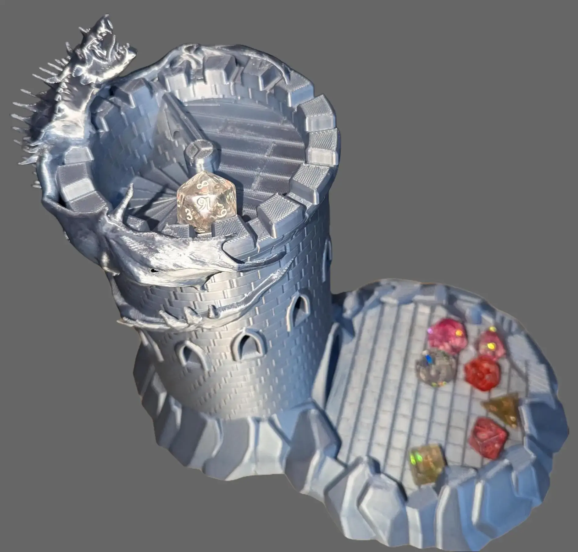 Dragon Castle Dice Tower - Epic 3D-Printed Fantasy Accessory for RPG Gamers Dungeons & Dragons Pathfinder Board Games