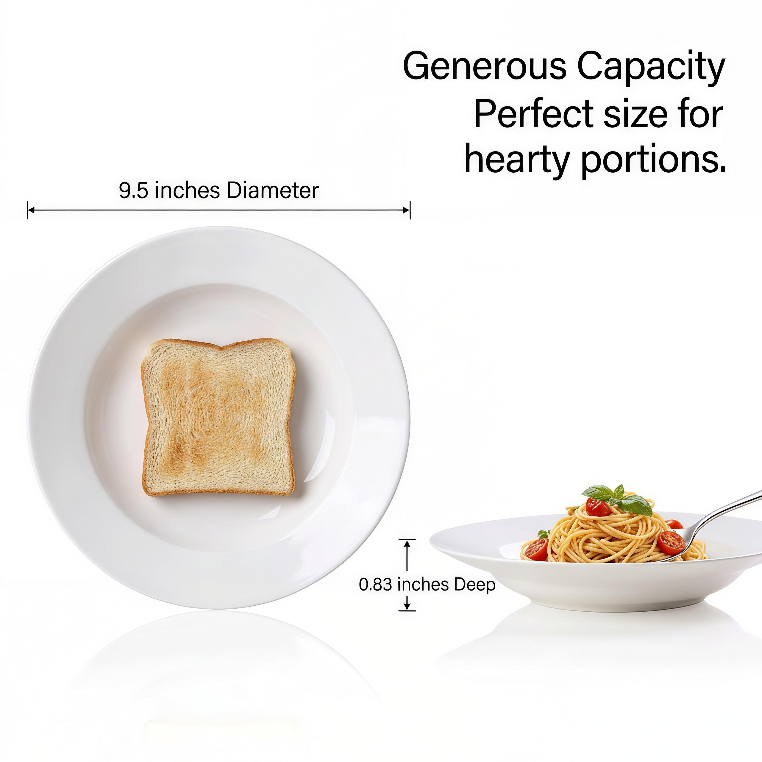 9.5 Inch Pure White Ceramic Dinner Plates, 6-Piece Set, Modern Porcelain Dinnerware Set, Scratch-Resistant White Tableware, Kitchen & Dining Utensils, Microwave & Dishwasher Safe