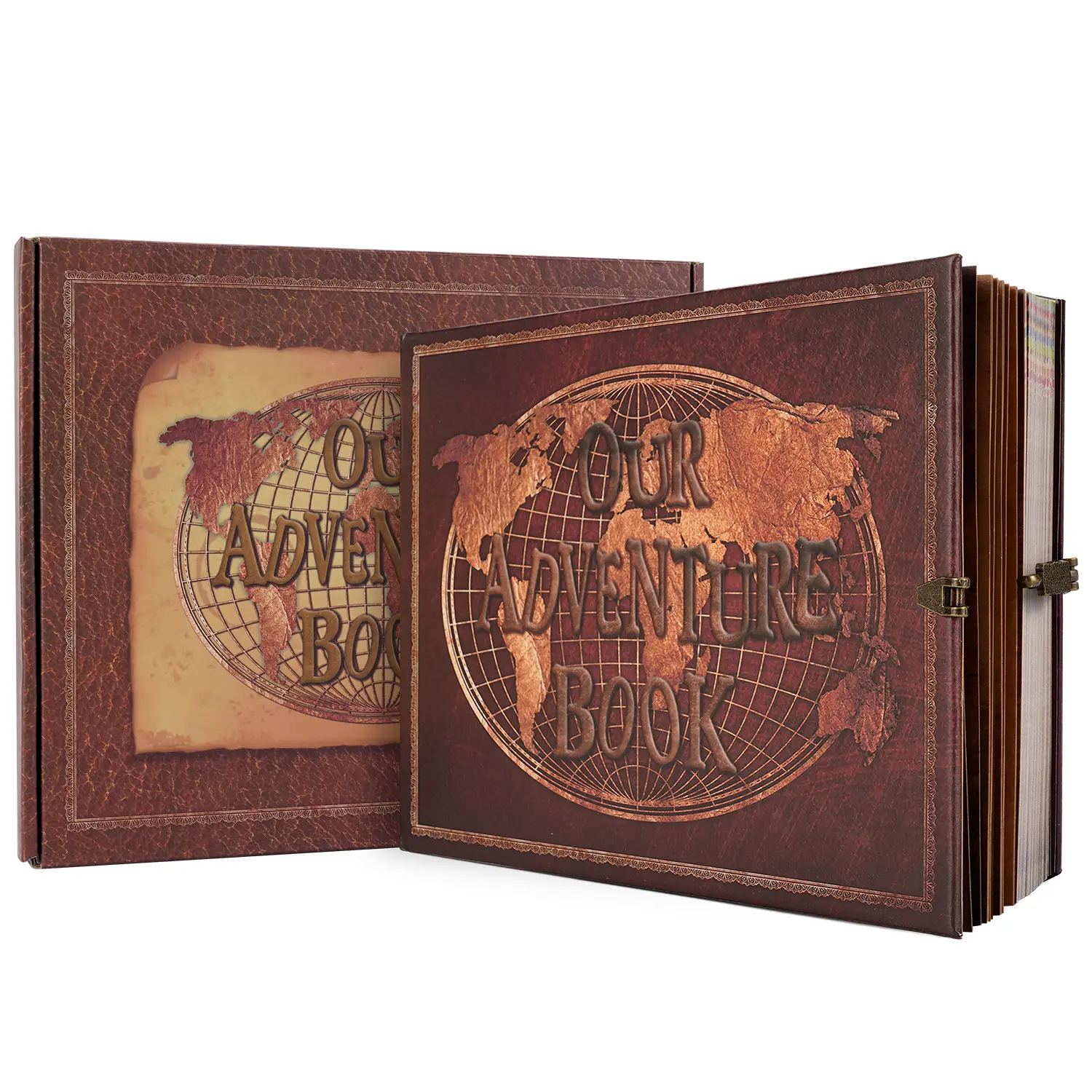 Our Adventure Book Scrapbook 180 Page Photo Collection, DIY Travel Diary Embossed Letters Leather Cover,Anniversary holiday gifts album album