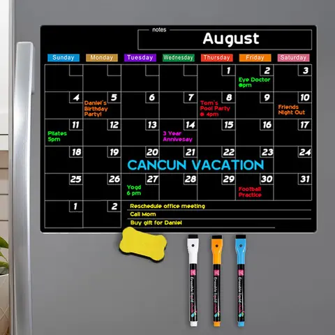 Magnetic Dry-Erase for Fridge, Magnetic Calendar for Refrigerator, Monthly Calendar Board with Dry-Erase Markers & Eraser, Monthly Planner Board, Monthly Budget Board for Home Kitchen, Budget Planner And Monthly Bill Organizer, Complete Set