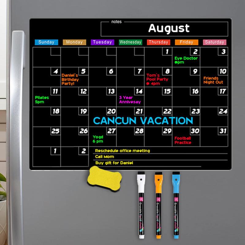Magnetic Dry Erase Calendar for Fridge, Magnetic Monthly Calendar Board with Dry Erase Markers & Eraser, Monthly Planner Board, Monthly Budget Planner for Home Kitchen