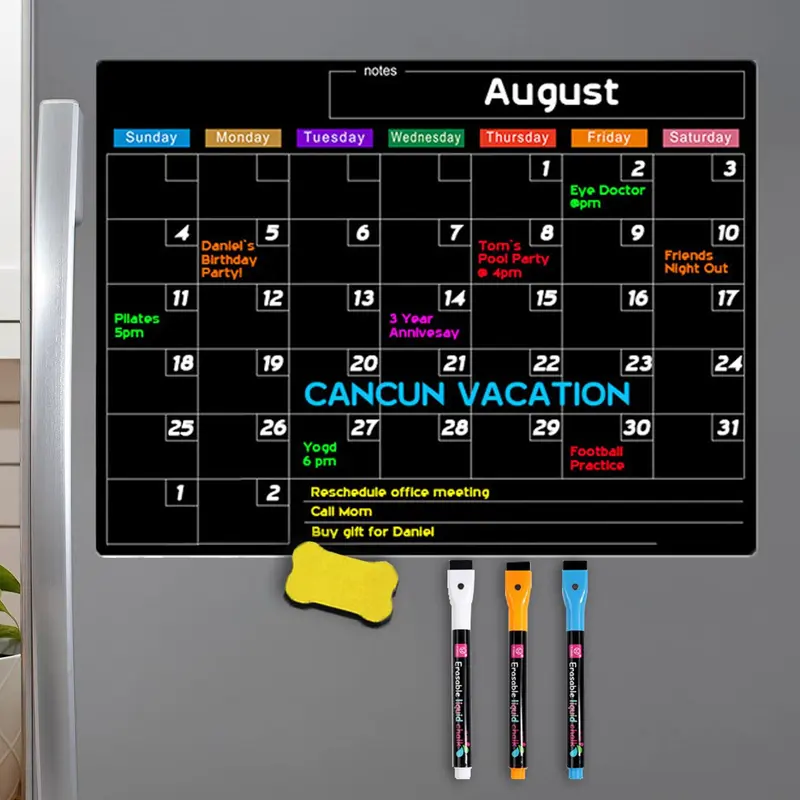 Magnetic Dry Erase Calendar for Fridge, Magnetic Monthly Calendar Board with Dry Erase Markers & Eraser, Monthly Planner Board, Monthly Budget Planner for Home Kitchen